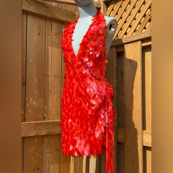 🆕 MISHA COLLECTION 🧿 NWOT Red Sapphire Sequins Mini Dress, Sz M - US 6 - Picture 5 of 16